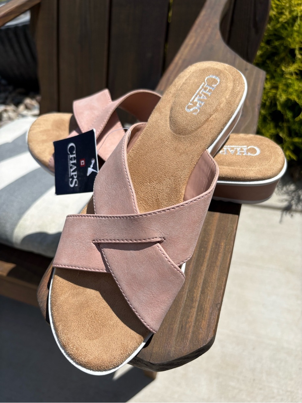 Women’s Chaps Blush Pink Crossover Slide Sandals Size 8.5